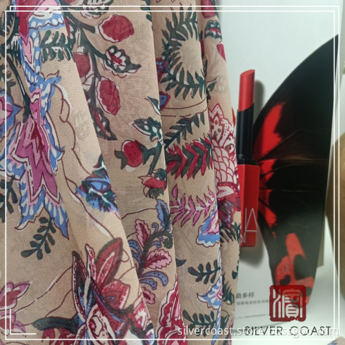 Floral 100% Polyester Kieselkörper -Chiffon -Textil